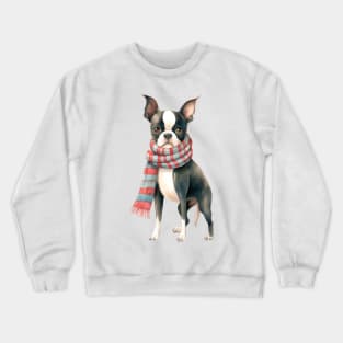 Boston terrier winter dog Crewneck Sweatshirt